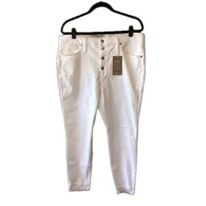 NEW Madewell Petite Plus 10" High-Rise Skinny Jeans in Pure White: Step-Hem W 34